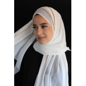 Abiye Şifon Şal Taşlı Beyaz - 1