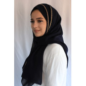 Abiye Şifon Şal Taşlı Lacivert - 2