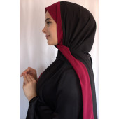 Bantlı Şifon Şal Siyah Bordo - 2