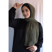 Bantlı Şifon Şal Haki Siyah - 1