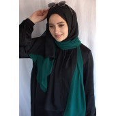 İki Renkli Şifon Şal Zümrüt Siyah - 1