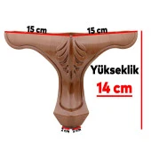 Lukens Mobilya Kanepe Koltuk Tv Ünitesi Puf Ayağı 14 cm Kahverengi Ahşap Desenli Baza Ayak - 5