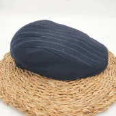 Siyah Renk Çizgili Model Klasik Erkek Kasket - 7