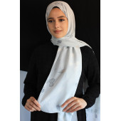 Desenli Şifon Şal - Buz Mavisi - 1