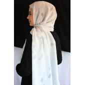 Desenli Şifon Şal - Buz Mavisi - 2