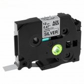 Brother Tze-M931 12 mm X 8mt Mat Gümüş üzerine Siyah Laminasyonlu Etiket MUADİL - 1