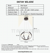 TT Aydınlatma TT306-35-SY  Kavis Modeli Mat Siyah Led Avize - 4