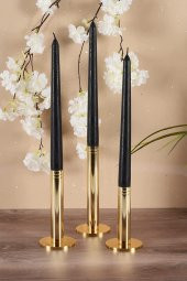 CARMEN 3 LÜ SET MODERN DEKORATİF GOLD ŞAMDAN MUMLUK (GOLD) - 1