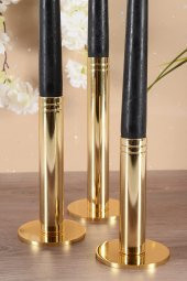 CARMEN 3 LÜ SET MODERN DEKORATİF GOLD ŞAMDAN MUMLUK (GOLD) - 2