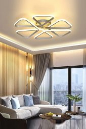 SAMBUKA MODERN GRİ KASA BEYAZ LEDLİ ALTILI LEDLİ AVİZE - 1