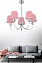MARİA 5 Lİ MODERN PEMBE ŞAPKALI AVİZE - 1