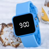 Dijital Turkuaz Silikon Kordonlu Turkuaz Kasa Unisex Kol Saati ST-303746 thumbnail 1