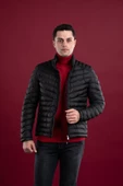 SLİMFİT DİK YAKA FERMUARLI ERKEK PUFFER MONT - 7