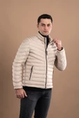 SLİMFİT DİK YAKA FERMUARLI ERKEK PUFFER MONT - 5