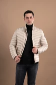 SLİMFİT DİK YAKA FERMUARLI ERKEK PUFFER MONT - 1