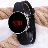 Led Watch Unisex Gümüş Renk Kasa Siyah Silikon Kordon Dijital Erkek Kol Saati ST-303531 - 1