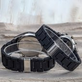 Siyah Silikon Kordonlu Silver Spor Çelik Kasa Bayan Erkek Kol Saati Sevgili Saat ST-303411 - 4