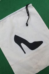 2 Adet Stiletto Baskılı Keten Ayakkabı Poşeti - Ayakkabı Düzenleyici - 1