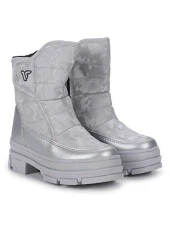 MİNİCAN KIZ ÇOCUĞU KAYMAZ ORTOPEDİK TABAN FERMUARLI İÇİ TERMAL KÜRKLÜ SU GEÇİRMEZ AÇIK GRİ KAR BOTU - 3