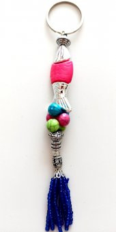 Kum Boncuklu Pembe Balık Anahtarlık - 1