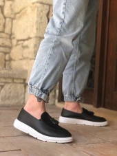 BA0005 Bağcıksız Yüksek Taban Beyaz Taban Klasik Aynalı Süet Detaylı Püsküllü Corcik Erkek Ayakkabı thumbnail 1