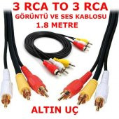 3 Rca To 3 Rca Görüntü Ses Kablosu 1.8M Metre - 1