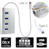 Type C USB 3.1 USB 3.0 To 4 Port Hub Çoklayıcı Metal Gövde - 3