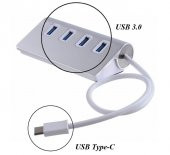 Type C USB 3.1 USB 3.0 To 4 Port Hub Çoklayıcı Metal Gövde - 6