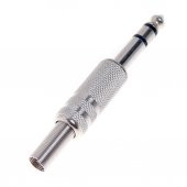Metal 6.3Mm Stereo Jack Erkek Lehimlik Konnektör Çivi Jack Stereo thumbnail 1