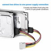 Sata Power Kablosu 2 Li 15Cm Çoklayıcı Güçlendirilmiş Bakır Kablo - 3