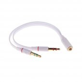 Kulaklık Mikrofon Ayırıcı Y Splitter Kablo 2 X 3 5Mm Stereo - 1
