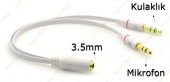 Kulaklık Mikrofon Ayırıcı Y Splitter Kablo 2 X 3 5Mm Stereo - 3