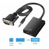 Vga Hdmi Dönüştürücü Kablo + Audio Ses Çevirici Vga To Hdmi - 2
