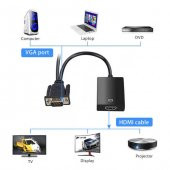 Vga Hdmi Dönüştürücü Kablo + Audio Ses Çevirici Vga To Hdmi - 5