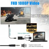 Vga Hdmi Dönüştürücü Kablo + Audio Ses Çevirici Vga To Hdmi - 6