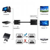 Vga Hdmi Dönüştürücü Kablo + Audio Ses Çevirici Vga To Hdmi - 8