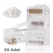 Rj45 Cat6 Altın Uçlu Jack Konnektör 50 Adet - 1