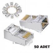 Cat6 Metal Rj45 Jack Konnektör Uç Ethernet Modem Jak 50 Adet thumbnail 1