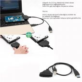 Usb 3.0 2.5 Inç Sata Ssd Hdd Hard Disk Kablosu Veri Aktarma - 10