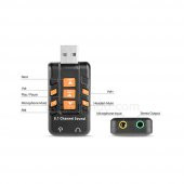 Wozlo 8.1 USB Virtual Sound 3D Ses Kartı - Usb Harici Ses Kartı Chipli - 3