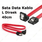 40 Cm Sata Data Kablo - 90 Derece - Metal Klip - 5
