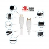 20M Metre 4K Hdmi Kablosu Beyaz 4K 60Hz Uhd 4K Hdr 3D1080P 20 M thumbnail 6