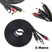 5M Stereo To 2 Rca Ses Video Sinyal Kablosu - 3.5Mm Stereo - 1