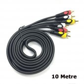 10M 3 Rca To 3Rca Ses Video Sinyal Kablosu - Özel Bakır Seri thumbnail 3