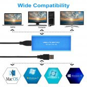 M.2 Ngff To Usb 3.0 Ssd Sata Hdd Harddisk Kutusu - Aliminyum Mavi - 6
