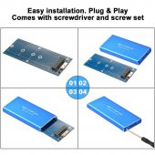 M.2 Ngff To Usb 3.0 Ssd Sata Hdd Harddisk Kutusu - Aliminyum Mavi - 7