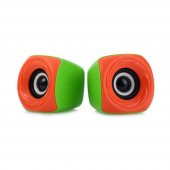 Ezeey T11 Mini 1+1 Ses Bombası USB 2.0 Stereo Hoparlör Yeşil - Turuncu thumbnail 1