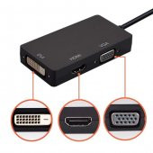 Displayport To Hdmi Vga Dvi Çevirici Dp Dönüştürücü Siyah - 3