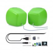 Ezeey T11 Mini 1+1 Ses Bombası USB 2.0 Stereo Hoparlör Yeşil - Turuncu thumbnail 3