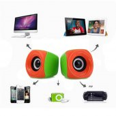 Ezeey T11 Mini 1+1 Ses Bombası USB 2.0 Stereo Hoparlör Yeşil - Turuncu thumbnail 4